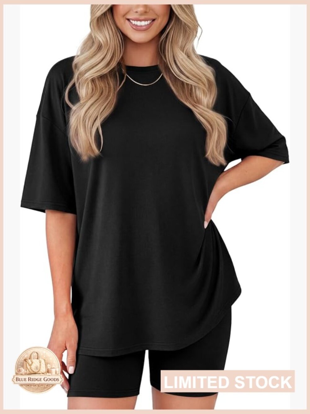2 Piece Lounge Set Oversized T-Shirt and Biker Shorts Summer Matching Outfit